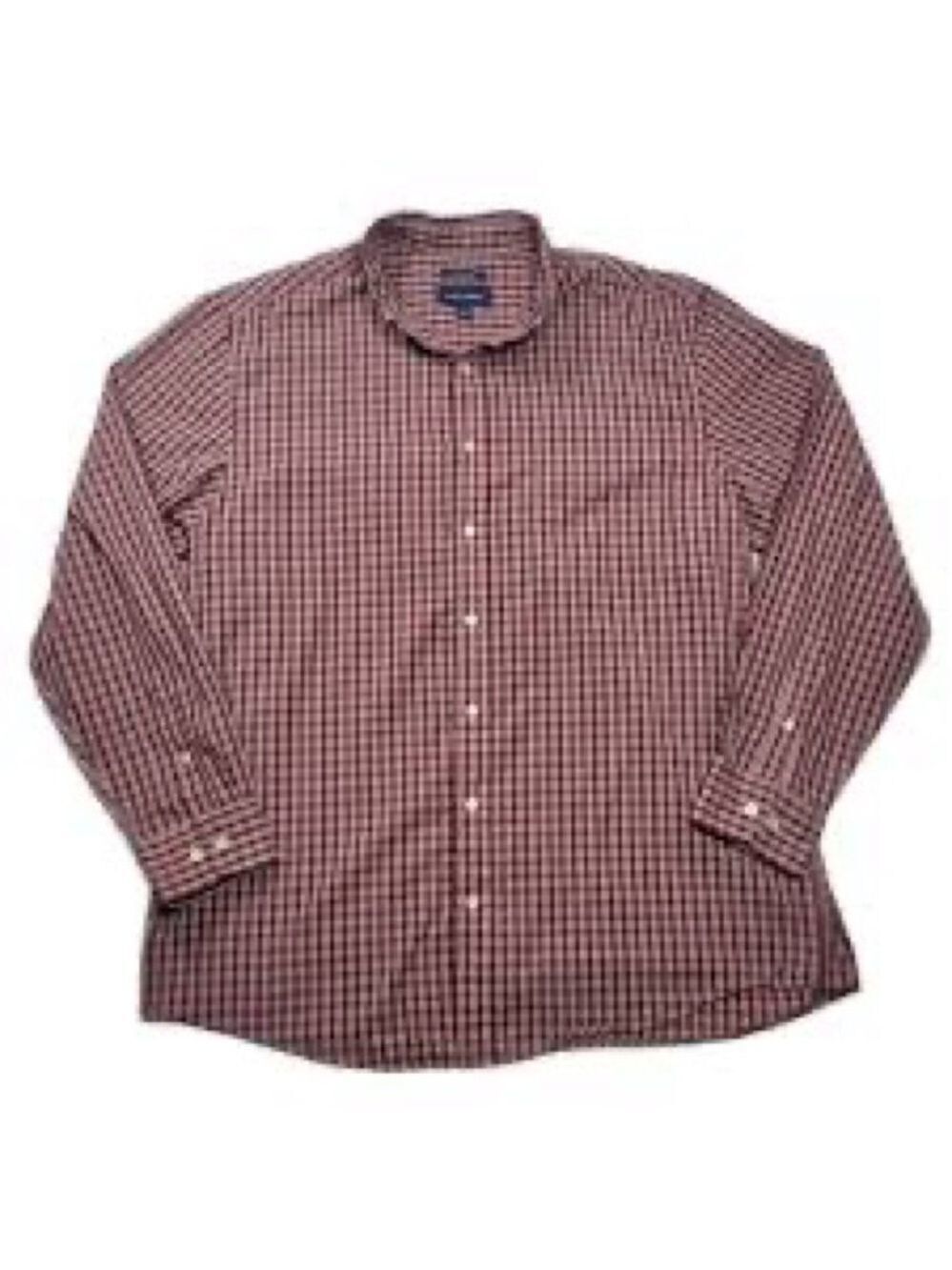 Saddlebred Easy Care Muted Dusty Red and White Check Men's Dress Shirt size M